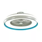 45W Lampa sufitowa LED z wentylatorem / Sterowanie RF / Barwa:3w1 / Ring dekoracyjny: Niebieski