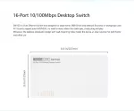 Totolink SW16D | Switch | 16x RJ45 100Mb/s, obudowa Desktop, Niezarządzany