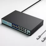 Extralink VIRTUS V3 | Switch PoE | 16x 100Mb/s PoE/PoE+, 2x Gigabit RJ45 + 1x SFP, 150W