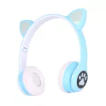 Extralink Kids Cat-Ear Wireless Headphones Niebieskie | Słuchawki bezprzewodowe | dla dzieci, kocie uszy, Bluetooth 5.0, Oświetlenie RGB