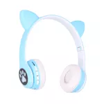 Extralink Kids Cat-Ear Wireless Headphones Niebieskie | Słuchawki bezprzewodowe | dla dzieci, kocie uszy, Bluetooth 5.0, Oświetlenie RGB