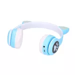 Extralink Kids Cat-Ear Wireless Headphones Niebieskie | Słuchawki bezprzewodowe | dla dzieci, kocie uszy, Bluetooth 5.0, Oświetlenie RGB