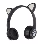 Extralink Kids Cat-Ear Wireless Headphones Czarne | Słuchawki bezprzewodowe | dla dzieci, kocie uszy, Bluetooth 5.0, Oświetlenie RGB