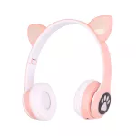 Extralink Kids Cat-Ear Wireless Headphones Różowe | Słuchawki bezprzewodowe | dla dzieci, kocie uszy, Bluetooth 5.0, Oświetlenie RGB