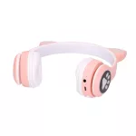 Extralink Kids Cat-Ear Wireless Headphones Różowe | Słuchawki bezprzewodowe | dla dzieci, kocie uszy, Bluetooth 5.0, Oświetlenie RGB