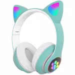 Extralink Kids Cat-Ear Wireless Headphones Zielone | Słuchawki bezprzewodowe | dla dzieci, kocie uszy, Bluetooth 5.0, Oświetlenie RGB