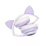 Extralink Kids Cat-Ear Wireless Headphones Fioletowe | Słuchawki bezprzewodowe | dla dzieci, kocie uszy, Bluetooth 5.0, Oświetlenie RGB