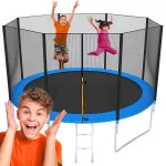 Extralink Home | Trampolina z siatką + drabinka | 8ft, średnica 244cm