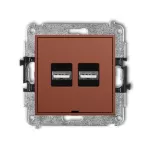 ICON Mechanizm ładowarki USB podwójnej 2xUSB A, 15,5W max., 5V, 3.1A, bez pola opisowego terakota