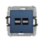 ICON Mechanizm ładowarki USB podwójnej 2xUSB A, 15,5W max., 5V, 3.1A, bez pola opisowego navy blue