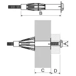 KHS 4X45_ZNCR - metalowa kotwa do konstrukcji płytowych