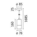 Oprawa wisząca łazienkowa KAME LED 3-STEP DIM 9W 3000K 700lm IP44 230V czarny / metal