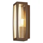 MERIDIAN BOX 2, lampa ścienna outdoor, TC-(D,H,T,Q)SE, rdzawa, maks. 25W, przezroczyste tworzywo sztuczne