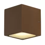 SITRA CUBE, lampa ścienna outdoor, TCR-TSE, IP44, rdzawa, maks. 18W