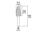 Frez trzpieniowy ostrołukowy, ostry G 12x25 mm