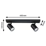 Oprawa ścienno sufitowa ZYLI GU10 max. 2x10W IP44 230V czarny matowy / metal