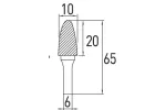 Frez trzpieniowy ostrołukowy, zaokrąglony F 10x20 mm