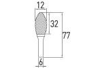 Frez trzpieniowy płomieniowy H 12x32 mm