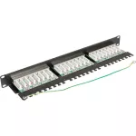 Panel kat. 5e 19" 1U 24xRJ45 FTP czarny z półką