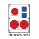 ROZDZIELNICA;2X5X32A;5X16A;2X3X16A;INA=32A;IP54