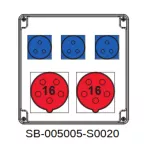 ROZDZIELNICA;2X5X16A;3X16A;INA=16A;IP54