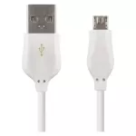 Kabel USB 2.0, wtyk A - micro B, ładowanie Quick Charge, transmisja danych, 1 m, biały