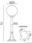 SU-MA lampa stojąca zewnętrzna kule Classic E27 czarny/patyna IP43 K 5002/3/KP 250 OP