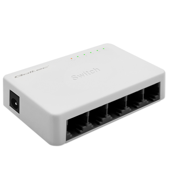 Qoltec SWITCH Przełącznik sieciowy 5 x port RJ45 | 100Mbps | Fast Ethernet | LAN