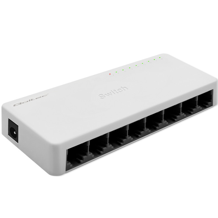 Qoltec SWITCH Przełącznik sieciowy 8 x port RJ45 | 100Mbps | Fast Ethernet | LAN