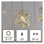 Dekoracje - 8 LED sople śnieżynki 45x84 cm ciepła biel, IP44