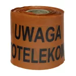 Taśma ostrzegawcza „Uwaga kabel optotelekomunikacyjny”, pomarańczowa, szer.10cm, rolka 100m