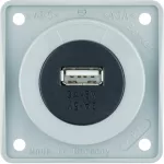 Integro Gniazdo USB ładowania pojedyncze 12V, 3A; szary połysk, mechanizm czarny