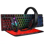 Extralink Gaming Set TF800 4in1 | Zestaw klawiatura + mysz + słuchawki + podkładka | podświetlenie LED