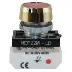 PROMET Lampka NEF22 metalowa płaska czerwona, 24V-230V