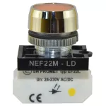 PROMET Lampka NEF22 metalowa płaska żółta, 24V-230V