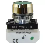 PROMET Lampka NEF22 metalowa płaska zielona, 24V-230V