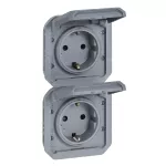 NOWE PLEXO - GNIAZDO SCHUKO 2X2P+Z PIONOWE MECHANIZM 16A-250V~ SZARE