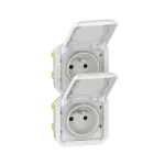 NOWE PLEXO - GNIAZDO 2X2P+Z PIONOWE MECHANIZM 16 A - 250 V~ BIAŁE