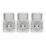 NOWE PLEXO - GNIAZDO 3X2P+Z POZIOME KOMPLET MECHANIZM 16 A - 250 V~ BIAŁE