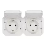 NOWE PLEXO - GNIAZDO SCHUKO 2X2P+Z POZIOME MECHANIZM 16A-250V~ BIAŁE