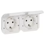 NOWE PLEXO - GNIAZDO SCHUKO 2X2P+Z POZIOME MECHANIZM 16A-250V~ BIAŁE