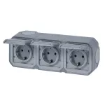 NOWE PLEXO - GNIAZDO SCHUKO 3X2P+Z POZIOME KOMPLET NATYNKOWY 16A-250V~ SZARE