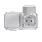 NOWE PLEXO - GNIAZDO SCHUKO 2X2P+Z POZIOME KOMPLET NATYNKOWY 16A-250V~ BIAŁE