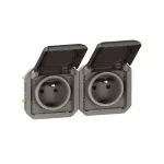 NOWE PLEXO - GNIAZDO 2X2P+Z POZIOME MECHANIZM 16 A - 250 V~ ANTRACYT