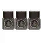 NOWE PLEXO - GNIAZDO 3X2P+Z POZIOME KOMPLET MECHANIZM 16 A - 250 V~ ANTRACYT