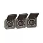 NOWE PLEXO - GNIAZDO 3X2P+Z POZIOME KOMPLET MECHANIZM 16 A - 250 V~ ANTRACYT