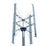 Turbina wiatrowa o mocy 1000W. System pracy Off Grid / Hybrydowy dla napięć 24/48/96V DC. Wymiary: średnica 1m, wysokość 2,17m. Waga całkowita 52kg