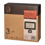 FARO S LED 50W naświetlacz z PIR 4000lm, IP44, 4000K, aluminium + szkło