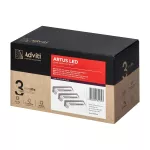 ARTUS zestaw 3 lampek podszafkowych LED, 3x3W, 3x225lm, 4000K, z włącznikiem dotykowym i USB, szare