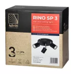 Rino SP 3, oprawa ścienno-sufitowa, GU10 max. 3x50W, IP20, czarna